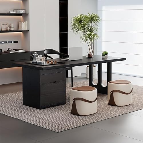 LINKIO Home Office Desks Simple Solid Wood Boss Office Tea Table, Suitable for Small-Sized Tea Table for Negotiation and Work, Home Living Room Study Furniture Computer Table Desk(160x80x75cm)