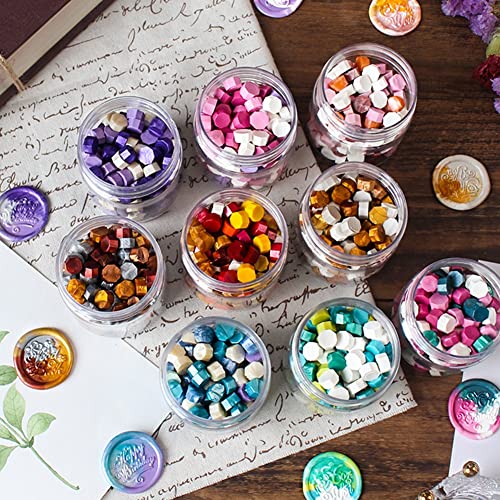 100pcs Retro Octagon Wax Seal Beans Stamp Beads for DIY Vintage Craft Wedding Envelope Wax Seal Ancient Sealing Wax Stamp Making