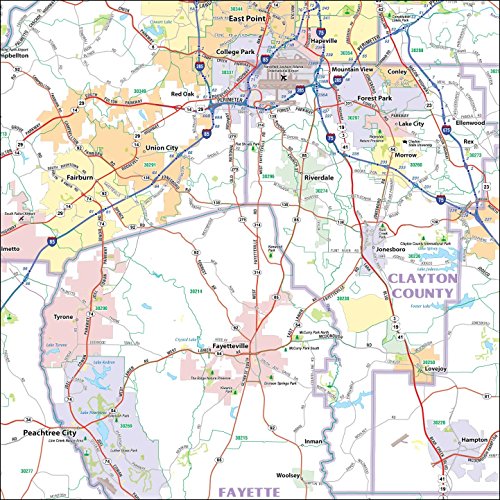 Topographics Atlanta Metro Area Laminated Street Wall Map