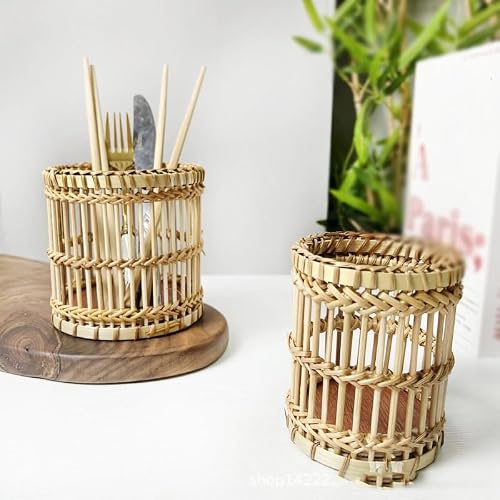 MOLYSAK Stationery Pencil Holder Paper Rope Storage Box Rattan Storage Basket Paper Rope Woven Basket Desktop Storage Basket