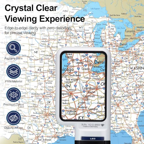 Eschenbach Mobilux LED Handheld Magnifier, 3.5X, 75 x 50 mm, 10D