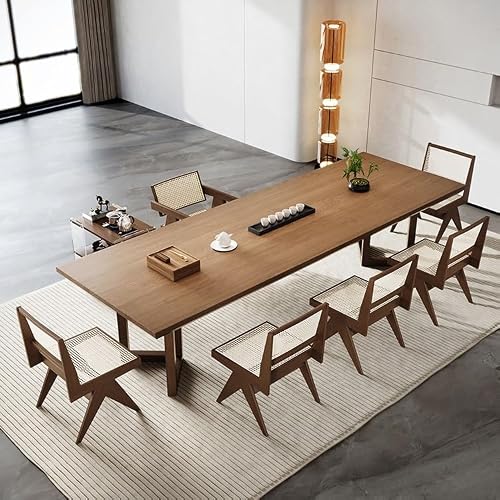 LINKIO Home Office Desks Chinese Style Solid Wood Tea Table, Office Boss Meeting and Negotiating Tea Table, Suitable for Kitchen, Living Room and Dining Room Computer Table Desk(220x80x75cm)