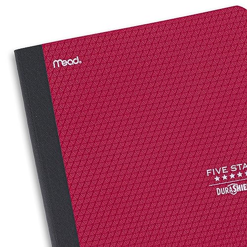 Five Star DuraShield Composition Books with Antimicrobial Covers, 4 Pack, 1 Subject, Wide Ruled Paper, 11" x 8-1/2", 100 Sheets, Black, Red, Cobalt Blue, Electric Green (950008)