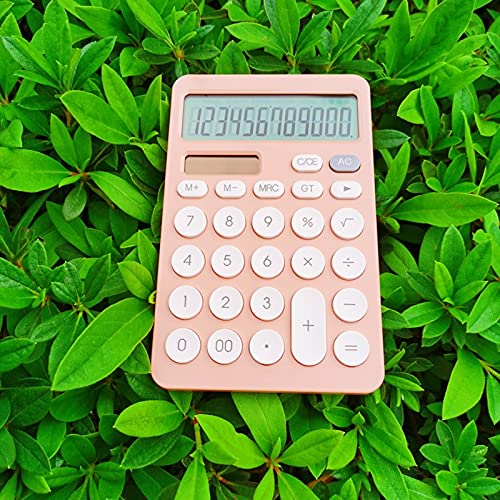 TEOYETTSF 12 Digit Desk Calculator Large Buttons Financial Business Accounting Tool White Big Buttons Battery and Solar Power(E)