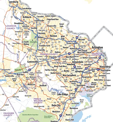 Virginia Laminated Wall Map (60” Wide by 28” high)