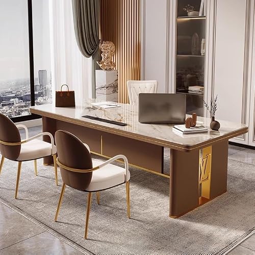 LINKIO Home Office Desks Rock Board Desk CEO Office Boss Desk Simple Home Study Large Board Table Computer Table Desk(180cm)