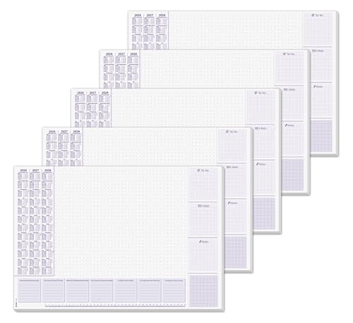 SIGEL H6355 Paper Desk pad- Weekly Planner - Lilac - Approx. A2-2026/2027/2028 - DE/EN/NL - 30 Sheets - FSC-Certified - Pack of 5