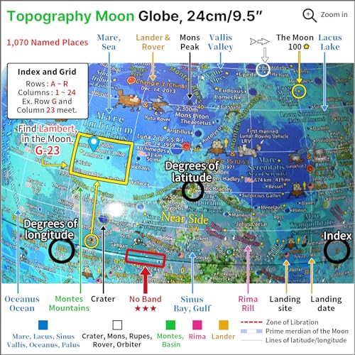 Mapsoft Guide Illuminated Topography Moon/Mars 2 Globe Set, 24cm/9.5", 2MRTI-24