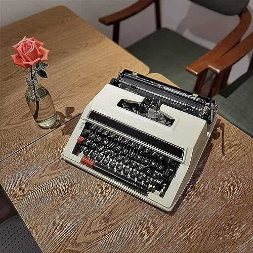 Portable Machinery Word Processing Typewriter, Old Fashioned Manual Typewriter - Included Twin Spool Black Red Ribbon