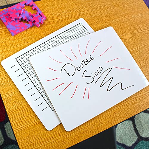 Flipside Products 9" x 12" Two Sided Chart Grid Board, Grid Lines, Graphing Charts for Home and Classroom, Math Manipulatives, Pack of 24