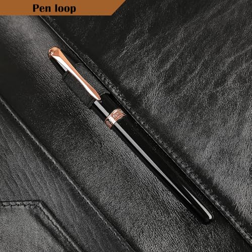 GZRHKJ Genuine Leather Padfolio,Free Engraved Name, Personalized Leather Portfolio, A4 Document Folder Legal Pad Padfolio, Resume Folio for Men & Women