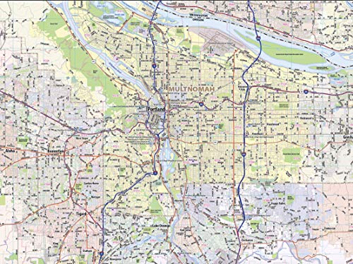 Topographics Greater Portland Oregon Laminated Street Map (42' Wide by 46' High)
