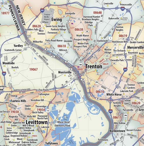 Generic Philadelphia Metro Area ZIP Code Laminated Map (36" x 36")