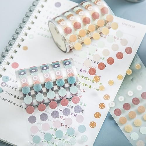 OISNGWNG 10Roll Color Dots Washi Tape PET Decorative Adhesive DIY Scrapbooking Sticker Label