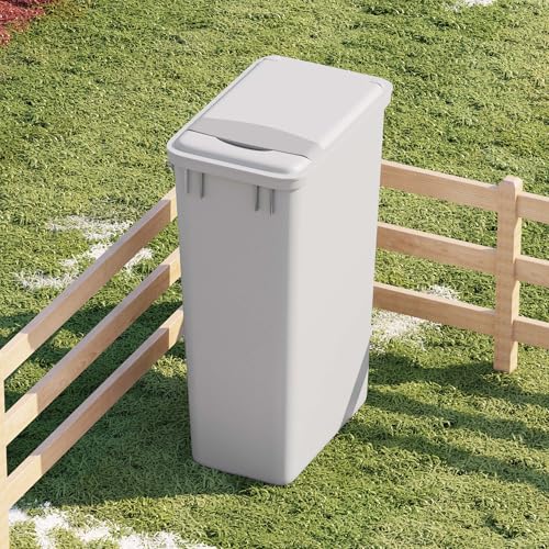 Dowell 50QT Wastebasket Trash Container, 13Gal, Plastic, Stackable, for Kitchen/Bathroom/Office,Tall Trash Can 22-3/8"H (Grey 4000 50 04)
