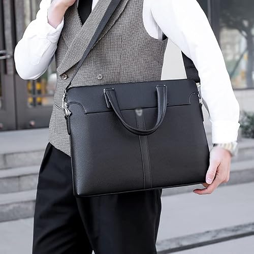 YNBJIL Leather Bag Shoulder Messenger Bag Work Handbag Laptop Bag Multi-function Zipper Bag