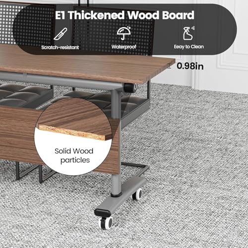Velmorix Folding Training Table with Locking Wheels, Heavy-Duty Flip-Top Rolling Conference Desk - Commercial Grade Mobile Seminar Table for Office, Classroom & Meeting Room,47in,2pack