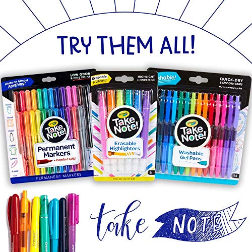 Crayola Take Note Erasable Highlighters, Cool School Supplies, Chisel Tip Markers, 6 Count, Pack of 12