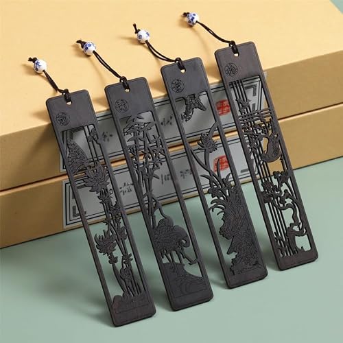Carved Out Classical Chinese Wooden Literary Bookmark