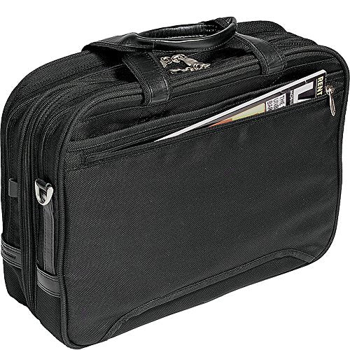 McKlein R Series, Pearson, 17" Nylon Expandable Double Compartment Laptop Briefcase, Black (74565)