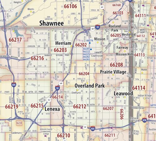 CartoTerra Kansas City Metro Area ZIP Code Map (48” wide x 32” high)