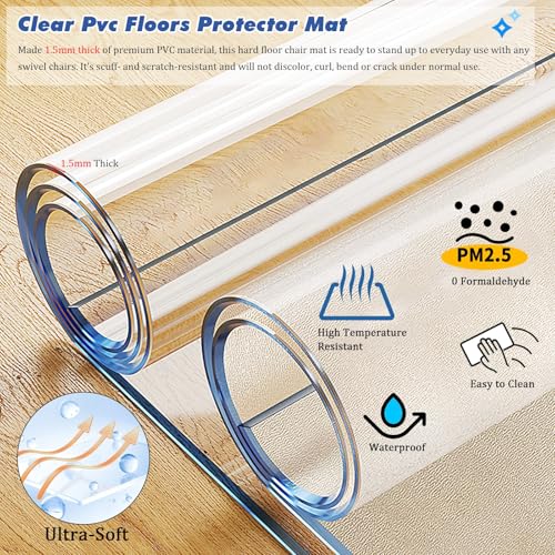 Heavy-Duty Clear Floor Protector Mat Non-Slip for Office Chair & Home