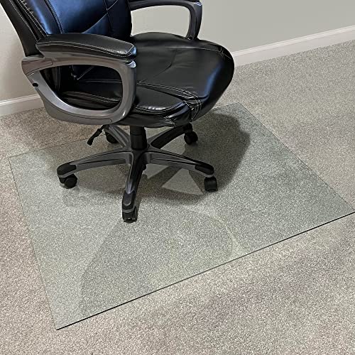 54"x54" Tempered Glass Chair Mat | 1/4" Thick Clear Glass Mat with Polished Edge | Protect Your Home or Office Floor and Carpet | Effortless Rolling and Easy to Clean by Fab Glass and Mirror