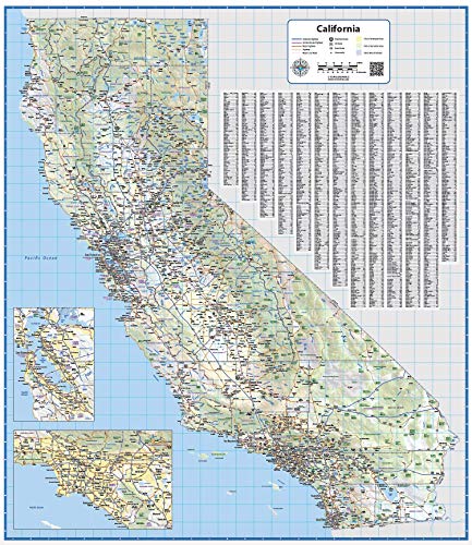 Topographics California Laminated Wall Map (36' x 41')