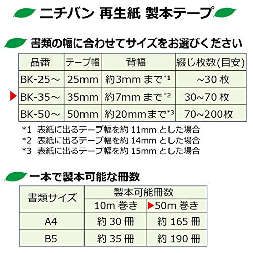 Nichiban BK-35506 Binding Tape, 1.4 inches (35 mm) x 166.4 ft (50 m) Roll, Commercial Use, Black