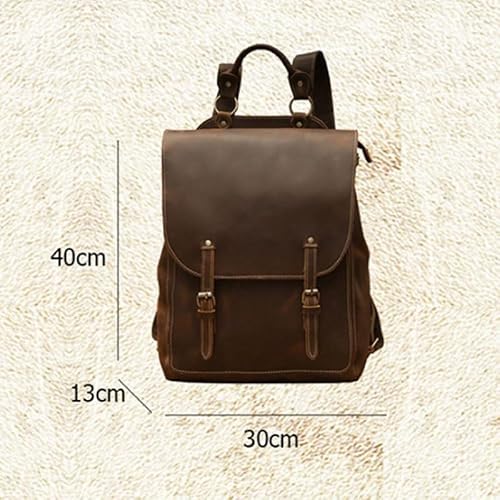 AODFDSJH Business Fashion Brown Cowhide Backpack Travel Computer Bag Outdoor Portable Daily Commute