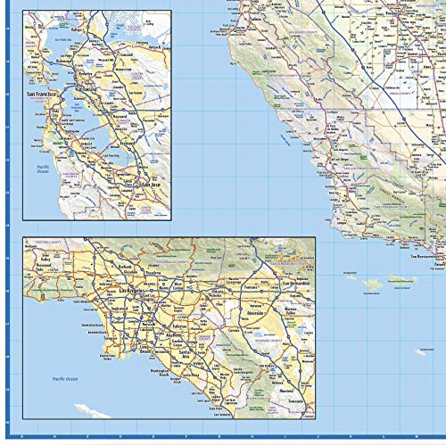 Topographics California Laminated Wall Map (36' x 41')