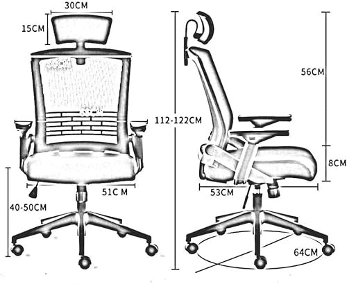 Leisure Chairs Office Chair High Back Swivel Mesh Chair Desk Chair Tilt Function Adjustable Armrest Headrest Seat Height 40 50cm Durable Strong