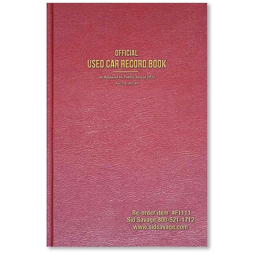 Maroon Used Car Record Book – Hard Cover