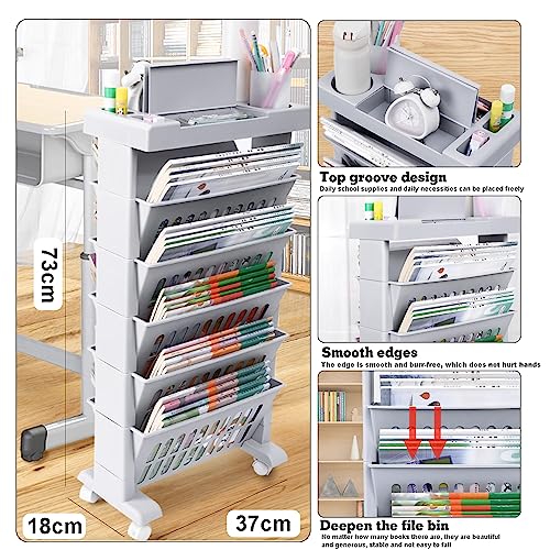 book cartMovable Bookshelf Cart, Desk Organizers and Accessories, Office Supplies Desktop Organizer with Wheels, 5-Tier Rolling Utility Cart Multifunctional Storage Trolley for Office Living