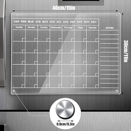 Magnetic Acrylic Calendar Fridge Monthly Fridge Magnet Calendar