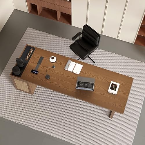 LINKIO Home Office Desks The Long Work Table with Tea Table in The Boss's Office is A Modern Solid Wood Simple Furniture Suitable for Home and Company Computer Table Desk(220x80x73cm)