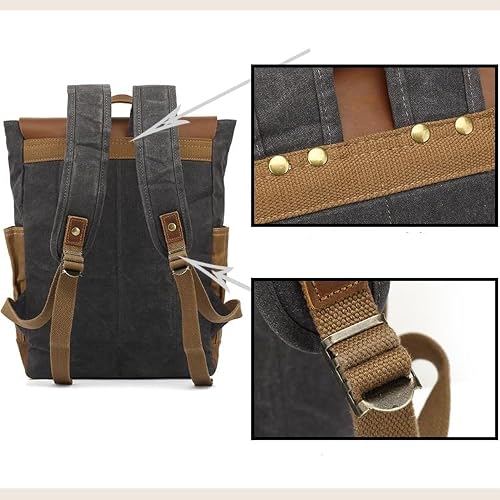 VCDUXMQLK Laptop Backpack Genuine Leather Casual Travel Daypack Hiking Bag Camping Rucksack