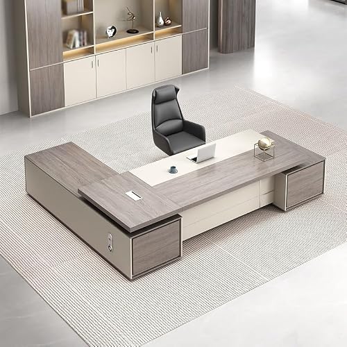 LINKIO Home Office Desks Boss Modern Large Desk President Manager Supervisor Desk Single Office Furniture Computer Table Desk(2.2m)