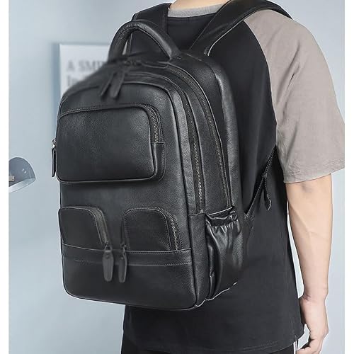 VCDUXMQLK Top layer cowhide backpack men's leather leisure travel trend large capacity