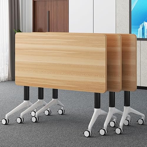 XXINGEM Folding Conference Tables with Flip-Top Design for Dynamic Meetings, Mobile Seminars, and Training Sessions in Offices, Classrooms, and Conference Rooms (Yellow, 47.2×21.6×29.5in)