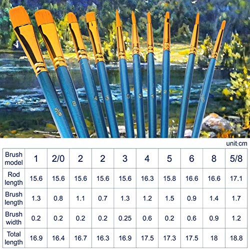 AROIC 200 Pcs Paint Brushes, Nylon Hair Brush Set for Oil and Watercolor