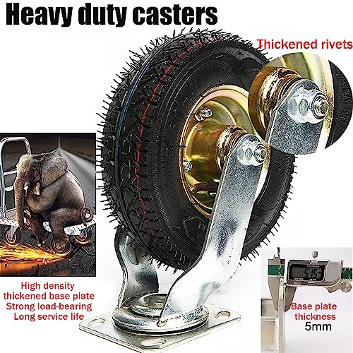 Mavvilo Industrial Transport Wheel Heavy Duty Replacement Rubber Casters Pneumatic Swivel Caster with No Noise Antis Skid Plate Ideal for Dining Cars and Trolleys,Swivel-150Mm/6In