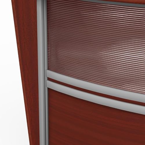 Romig Marque Plexi Triple-Unit Reception Curved Desk Workstation “143.50W x 71D” - Mahogany