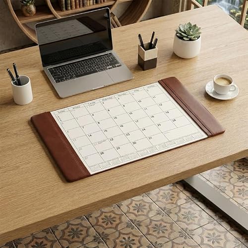 Dacasso Leather Desk Calendar pad, 25.5 x 17.25, Mocha, PG-3040