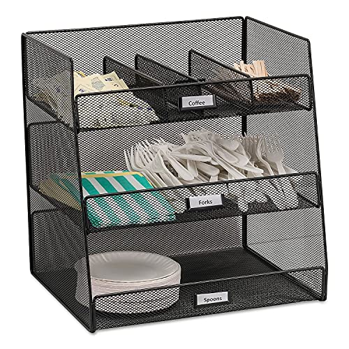 Safco 3293BL Onyx Mesh Break Room Supplies Organizer, Black