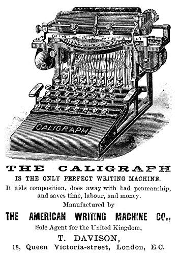 Typewriter 1885 Nadvertisement American-Made Caligraph Typewriter Line Engraving English 1885 Poster Print by (24 x 36)