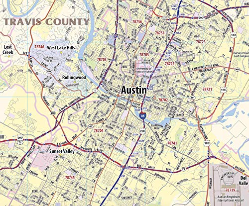 Topographics Austin Metro Area Laminated Street Map (42" x 47")