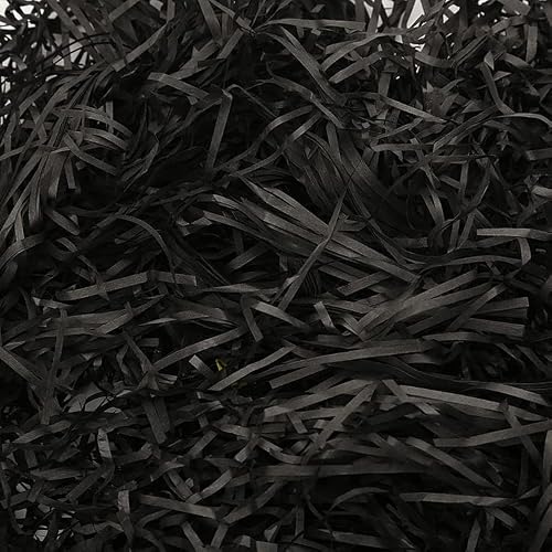 ETAZMDITE Shredded Paper for Gift Boxes, Glitter Shredded Tissue Paper Crinkle Cut Gift Filler Lightweight Multicolor 160-500g(Black,500g)