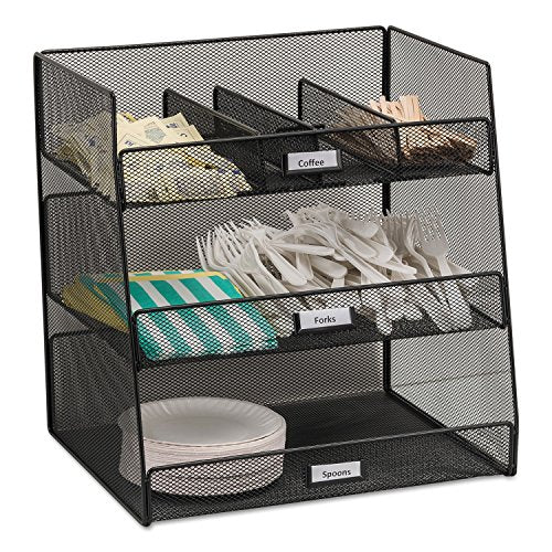 Safco 3293BL Onyx Mesh Break Room Supplies Organizer, Black