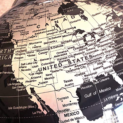 Exerz 12 Inches Metallic Black World Globe Metal Base Desk Décor Study